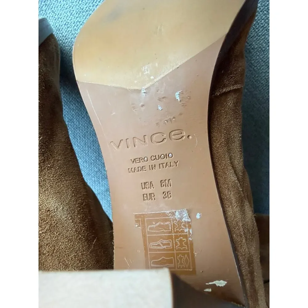 Vince Casper Knee High Pull-On Boot Tan Braow Suede Leather Women's 8